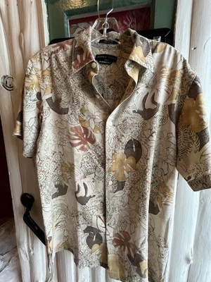 Camisa Geoffrey Beene 100% Seda Manga Corta Estilo Hawaiano Talla S. J Foto 1 de 4