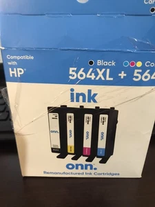 Onn. HP 564XL Black & Color Ink Cartridges, 4Pk Read Description Please - Picture 1 of 6