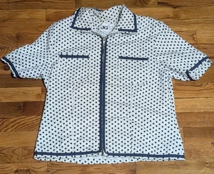 Vtg Polka Dot Zip Cardigan Blouse - Women’s Sz 8 JG Petite Joyce - Shoulder Pads - Picture 1 of 14