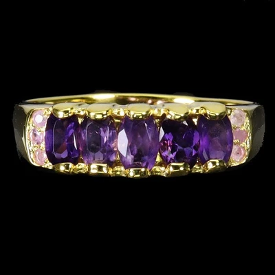 925 Sterling Silver Ring Oval Amethyst 5x3mm Ruby Natural Gemstone Jewelry 7.5 - Image 1 of 4