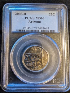 2008-D Arizona, State Quarter, Graded, MS67 - Picture 1 of 2