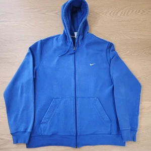 Nike Hoodie Mens XL Essential Swoosh Club Blue Full Zip Up Single Swoosh Sweater - Picture 1 of 9