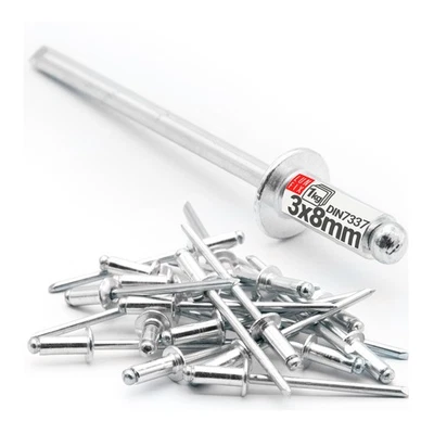 Rivets aveugles DIN 7337 3x8 mm aluminium/acier ~ 1 kg argent - Photo 1/4