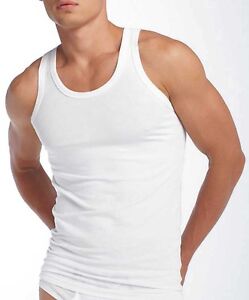 SLIM FIT FITTED Sleeveless 100% Cotton 3 Pack Plain Muscle Gym Singlet Top Vest