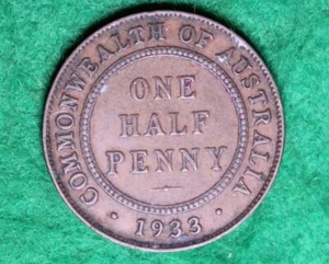 * 1933 HALFPENNY CIRCULATED PREDECIMAL #CEG66 - Picture 1 of 6
