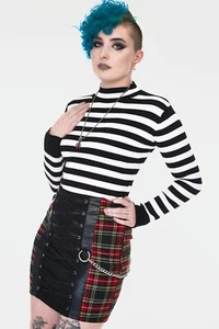 Menace weiß und schwarz Gothic alternativer Stil Streifen Pullover - Bild 1 von 5
