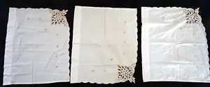 Battenburg Renaissance Lace Embroidered Kitchen Curtains Cotton Ecru 3 Panels - Picture 1 of 7