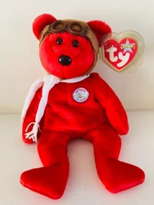 TY RED BEARON BEAR BEANIE BABY BRANDNEU MIT ETIKETT 100 JAHRE FLIGHT - Bild 1 von 1