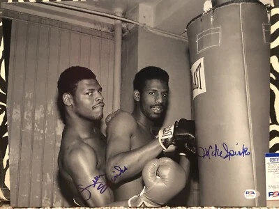 LEON and MIKE SPINKS Signed Autograph Auto 11x14 Picture Photo PSA/DNA MICHAEL - Image 1 of 3