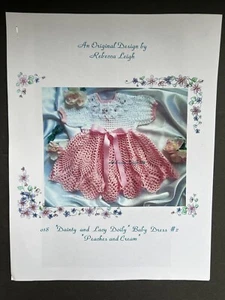 Rebecca Leigh CROCHET ORIGINAL DESIGN 018 Dainty Lacy Doily Baby Dress Peaches - Picture 1 of 3