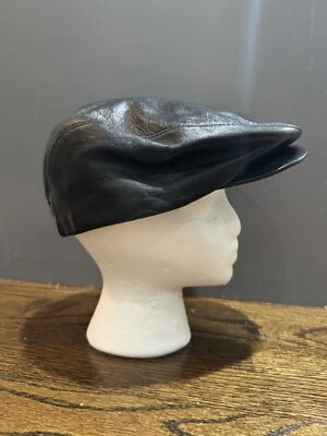 Gorra plana de conducción de cuero de cordero Dobbs para hombre tabbie newsboy talla L negra EE. UU. Foto 1 de 4