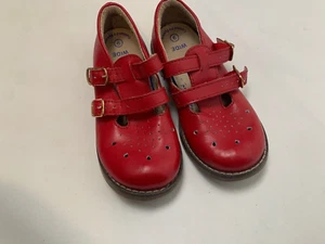 Footmates Danielle Red Leather Mary Jane Double Strap Shoes Kids 9 Wide - Picture 1 of 6