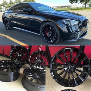 MERCEDES FIT 18 INCH BLACK 18/8.5 RIMS WHEELS SET4 NEW FITS E350 4MATIC AMG - Picture 1 of 16