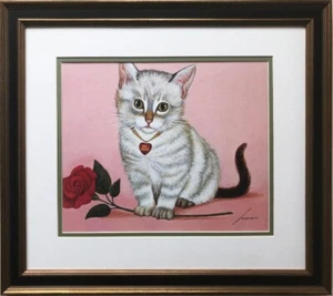 Lowell Herrero "Be Mine Kitty" New FRAMED Americana Art Valentine American Cat - Picture 1 of 3