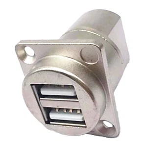 USB Panel Mount Connector Female To Female Dual Ports Stable Data Transmissi Fit - Picture 1 of 12