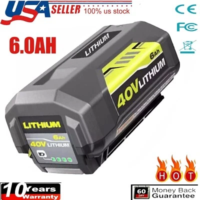 40V 6.0Ah Battery for Ryobi 40 Volt Lithium OP4050 OP40602 OP40261 OP4060 OP4030 - Image 1 of 4