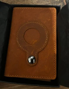 Leather Card Holder For Men With AirTag Slot Slim Wallet Rfid Wallet Money Clip - Picture 1 of 12