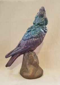 Antique Cockatoo On A Stump Cast Iron Doorstop, Albany Foundry - Picture 1 of 7