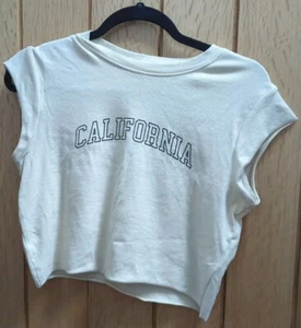 Beige Crop Top Primark California Logo - Picture 1 of 4