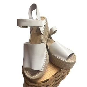 Sandali bianchi Antonio Melani misura 6,5M espadrillas in pelle con zeppa - Foto 1 di 8