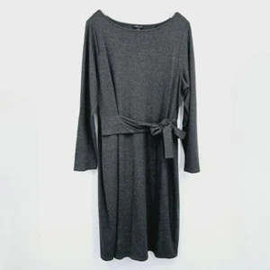 J Jill Wearever Collection Midikleid L dunkel anthrazit vorne zum Binden Langarm Neu - Bild 1 von 10