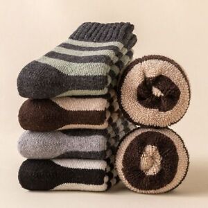 5 Pairs Winter Wool Cashmere Socks Men's Women's Thick Warm Casual Soft Socks