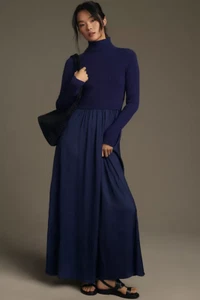 *S,M,L,XL*-Anthropologie Dark Blue Navy The Thea Twofer Sweater Dress- $180 NEW! - Picture 1 of 52
