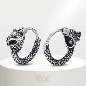 Orecchini a Cerchio Testa di Lupo per Uomo, Punk Piccoli Cerchi, Acciaio Inox Ragazzo Gioielli - Foto 1 di 12