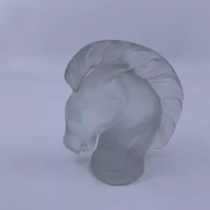 Kristaluxus Frosted Glass Horse Head Paperweight Mexico Lead Crystal 5" Tall - Picture 1 of 5