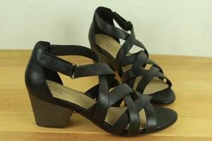 Clarks Women's Lorene Pop Heeled Sandal Black Size 9 M - Picture 1 of 8