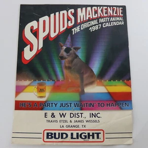 Vintage Spuds Mackenzie Originale Party Animal 1987 Calendario Bud Light E&w Dist - Foto 1 di 5