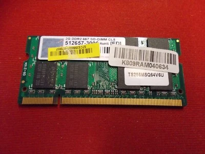 Transcend, DDR2 667, Unbuffered, SO-DIMM, 2GB. #SU-352 - Image 1 of 2