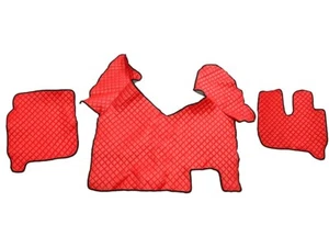 ECO LEATHER SET RED FLOOR MATS COVERS FOR TRUCK IVECO STRALIS HI WAY 2014+ AUTO - Picture 1 of 4