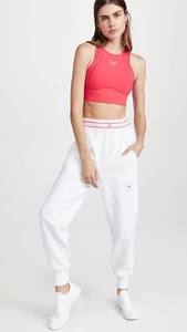 Adidas aSMC Stella McCartney White w. Red Logo High Rise Sweatpants Sz. S - Picture 1 of 24