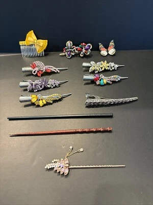 Hair Clip Lot Huge Barrette Comb Boho Wedding Flowers Butterfly Rhinestone - Image 1 of 4
