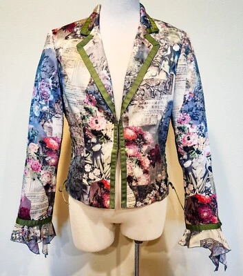 Chaqueta Boho Chic Vintage Rosas Efímeras Francesas Talla 8 Foto 1 de 4
