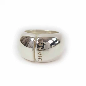 CHANEL grande logo anello anello accessori SV925 argento misura 9 peso 14,8 g - Foto 1 di 9