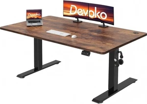 Electric Standing Desk Height Adjustable Desk 140 x 60 cm, Stand Up Table Brown - Picture 1 of 9
