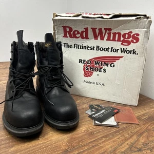 VTG 90s Red Wing Goretex Black 6" Steel Toe Leather Work Boot 4426 Men's 10.5 D - Picture 1 of 13