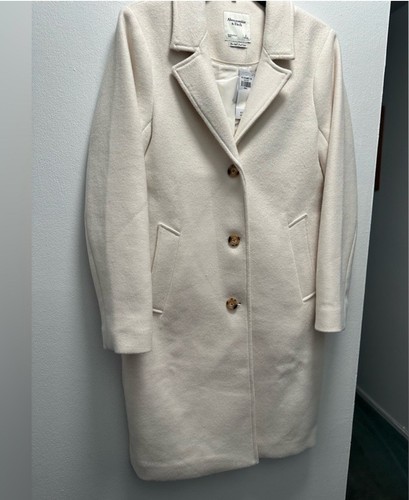 OFF WHITE Cappotto papà Abercrombie & Fitch Off bianco nuovo con etichetta taglia S