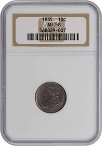 1835 Bust Silver Dime AU58 NGC - Picture 1 of 4
