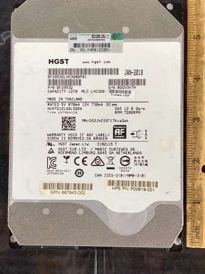 HGST Ultrastar HUH721212AL5204 12TB HPE Internal Hard Drive 0F29532 - Image 1 of 3