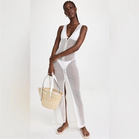 Maxi Vestido L*SPACE Adrift Crochet Natación Encubrimiento-Talla Grande-Blanco- Algodón Nylon Foto 1 de 4