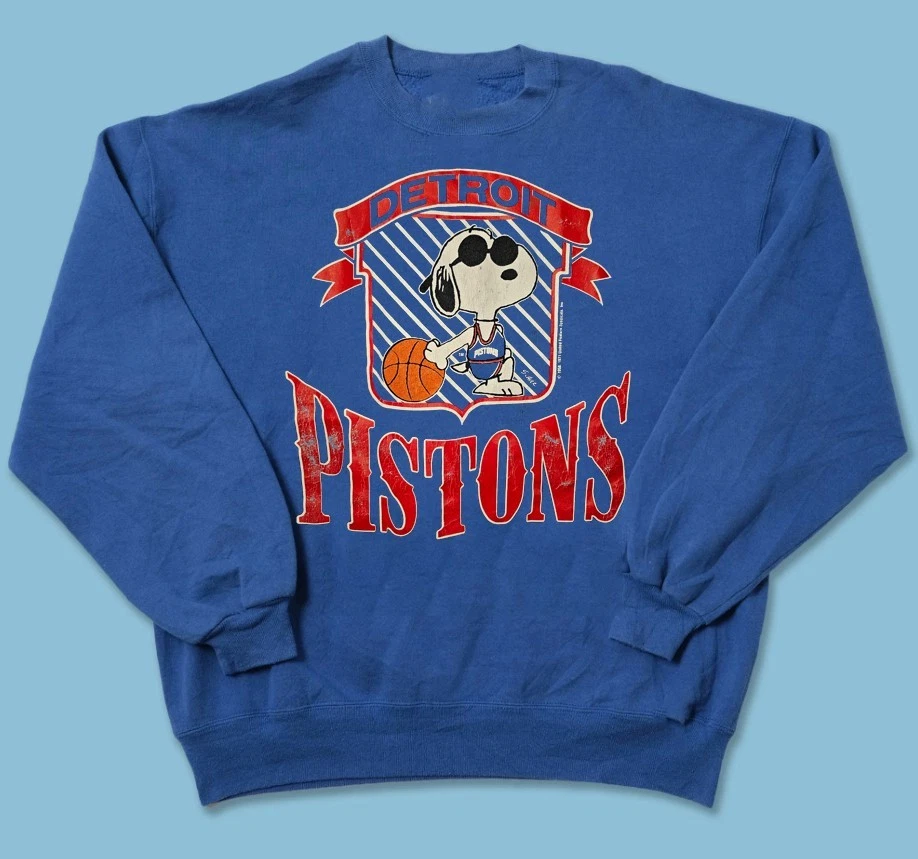 Sudadera De Colección Detroit Pistons Dibujos Animados Campeones de Baloncesto Cuello Redondo VK06313 Foto 1 de 1