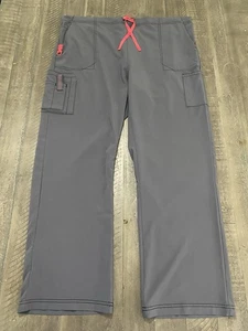Womens 2XL Carhartt Force Scrubs Pants Gray Pink Drawstring - Picture 1 of 11