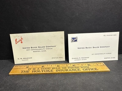 2 biglietti da visita Buick anni 20-30, Charles S Henshaw, Gordon, Noyes, Boston MA - Immagine 1 di 4