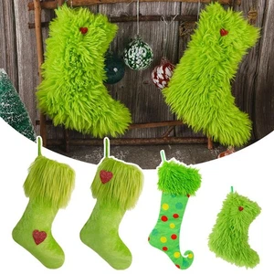 Weihnachten Grün Haarschmuck Shaggy Weihnachtsstrümpfe Plüschθ - Bild 1 von 20