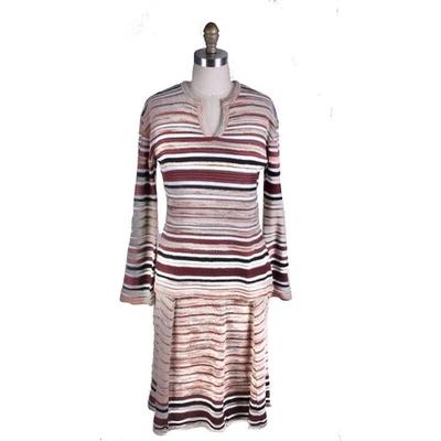 VTG 1970s Young Edwardian Sweater Skirt Set Striped Bell Sleeve Boho M/L - Image 1 of 4