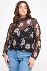 Top de malla floral Ls con cami - Imagen 1 de 5