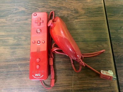 Nintendo Wii Remote Motion Plus + Nunchuk Red Control Tested Japan B63MI - Image 1 of 4